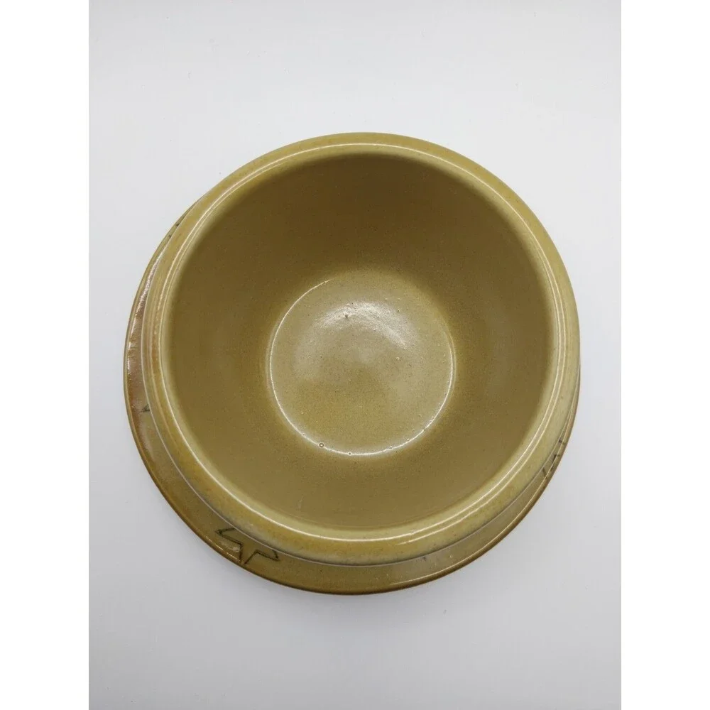 Vintage Americana General Yellowware Stoneware Bowl & Saucer Set Star Pattern